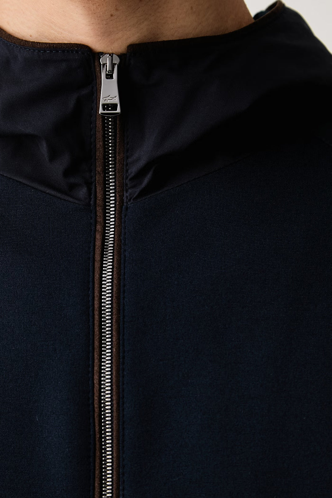 Paul &amp; Shark Stretch Viscose Hoodie with Alcantara Details | Navy