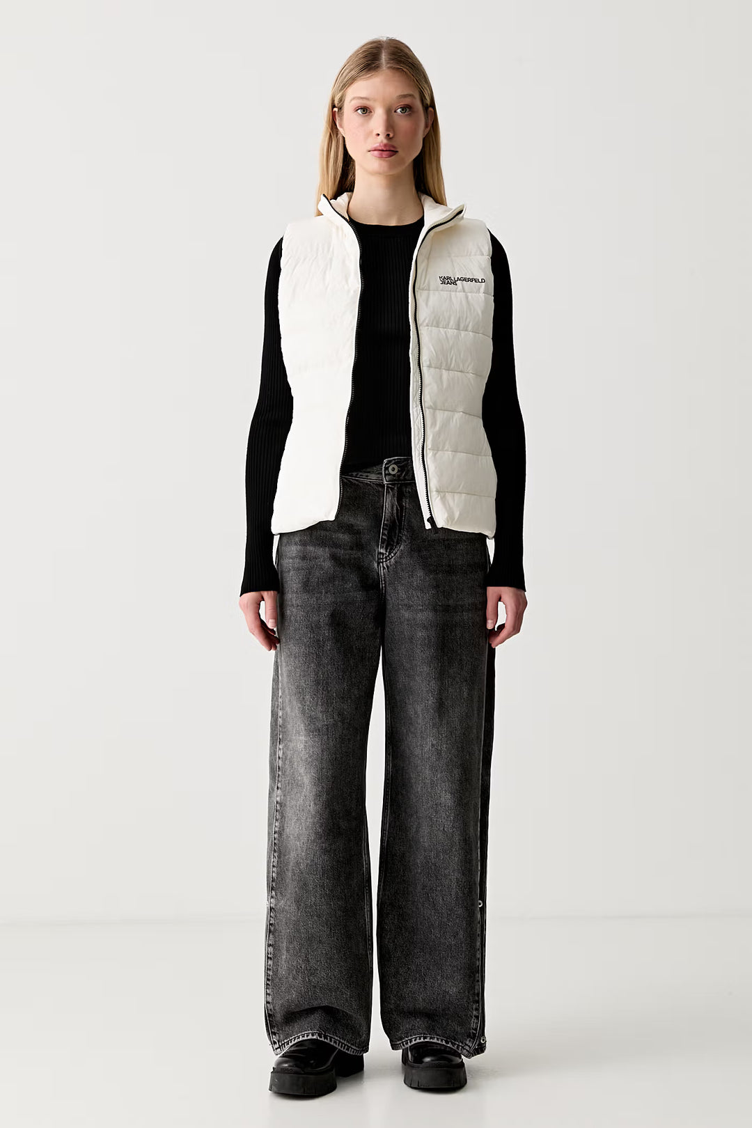 Karl Lagerfeld Light Padded Logo Vest | Egret