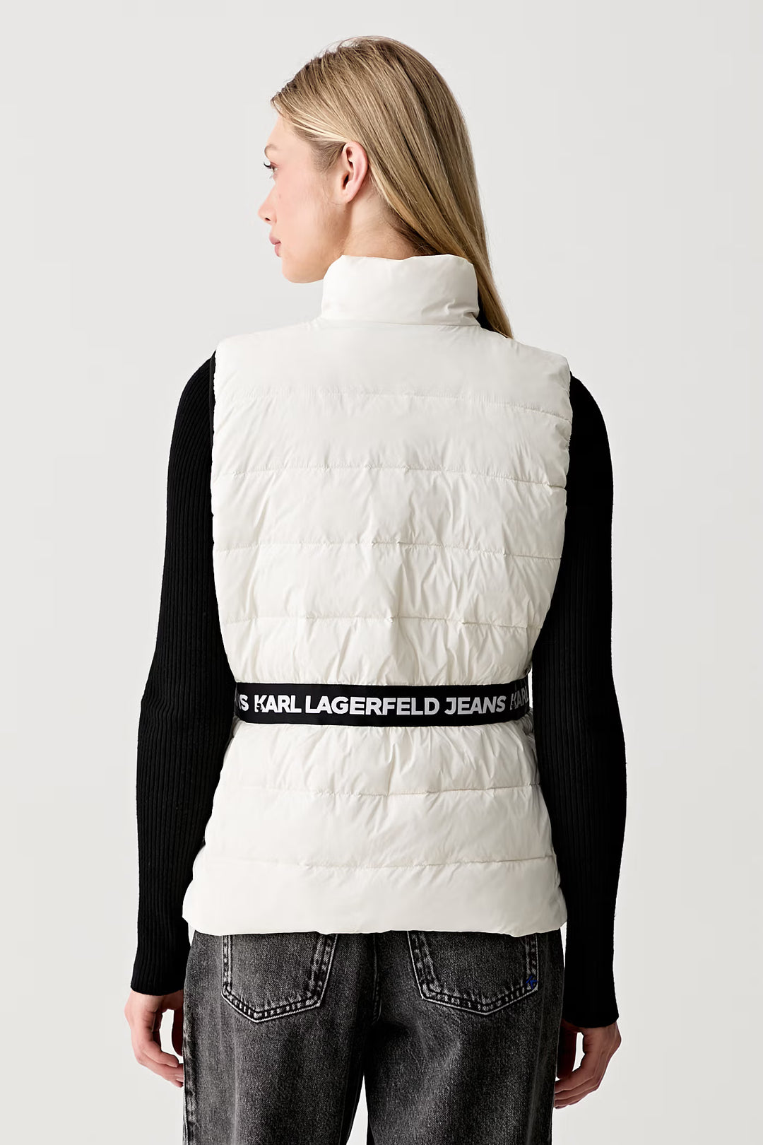 Karl Lagerfeld Light Padded Logo Vest | Egret