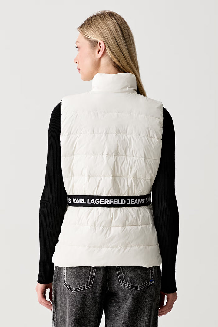 Karl Lagerfeld Light Padded Logo Vest | Egret