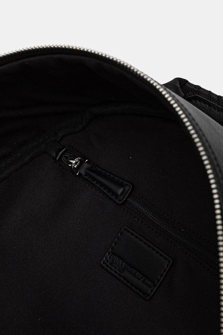 Karl Lagerfeld Logo Saffiano Backpack | Black