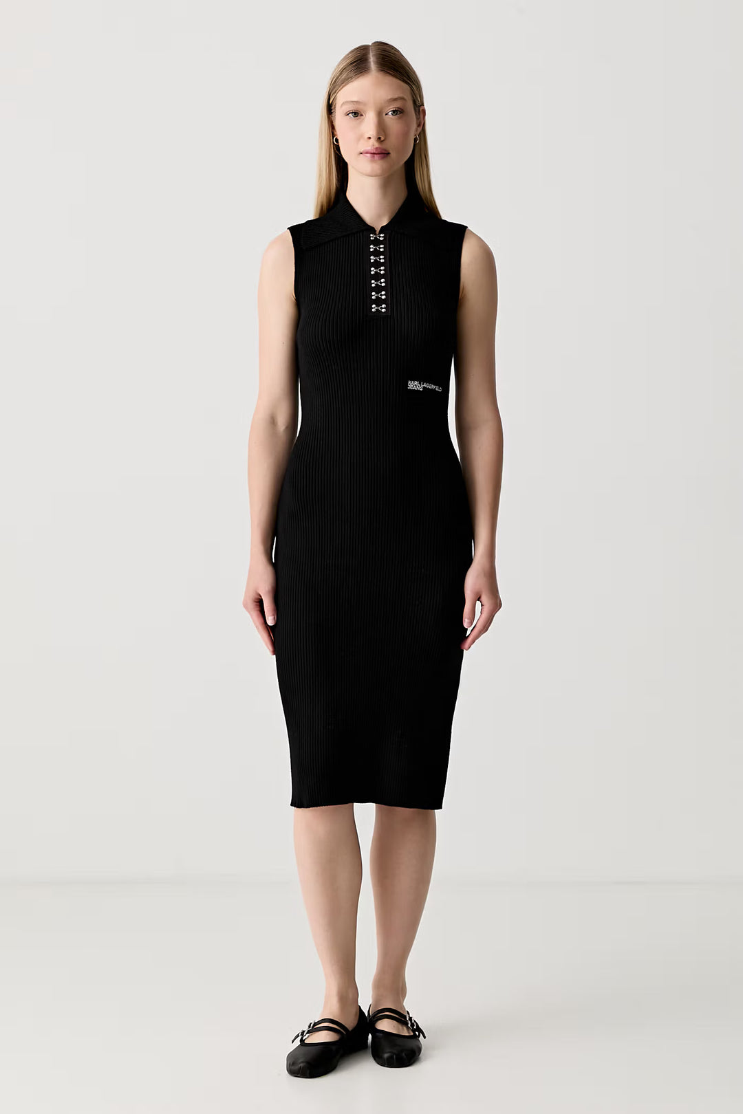 Karl Lagerfeld Knit Collar Dress | Black
