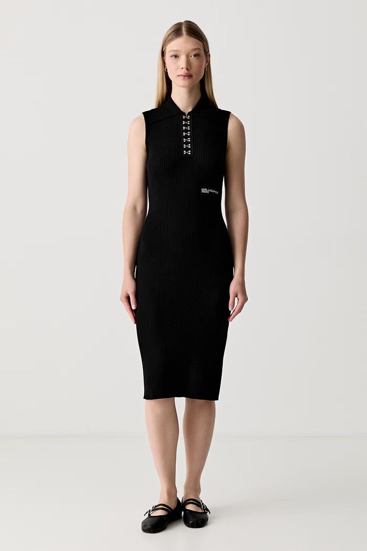 Karl Lagerfeld Knit Collar Dress | Black