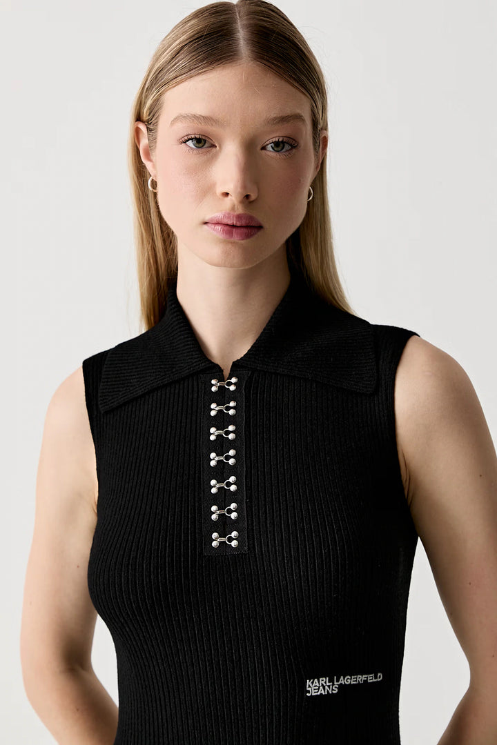 Karl Lagerfeld Knit Collar Dress | Black