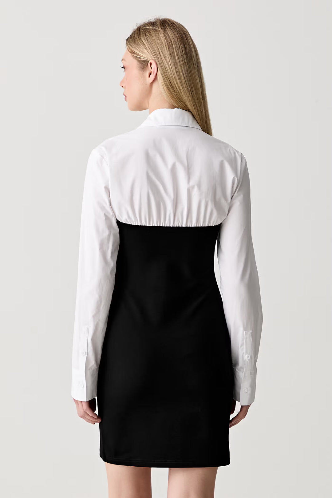 Karl Lagerfeld Mixed Poplin Dress | White/Black