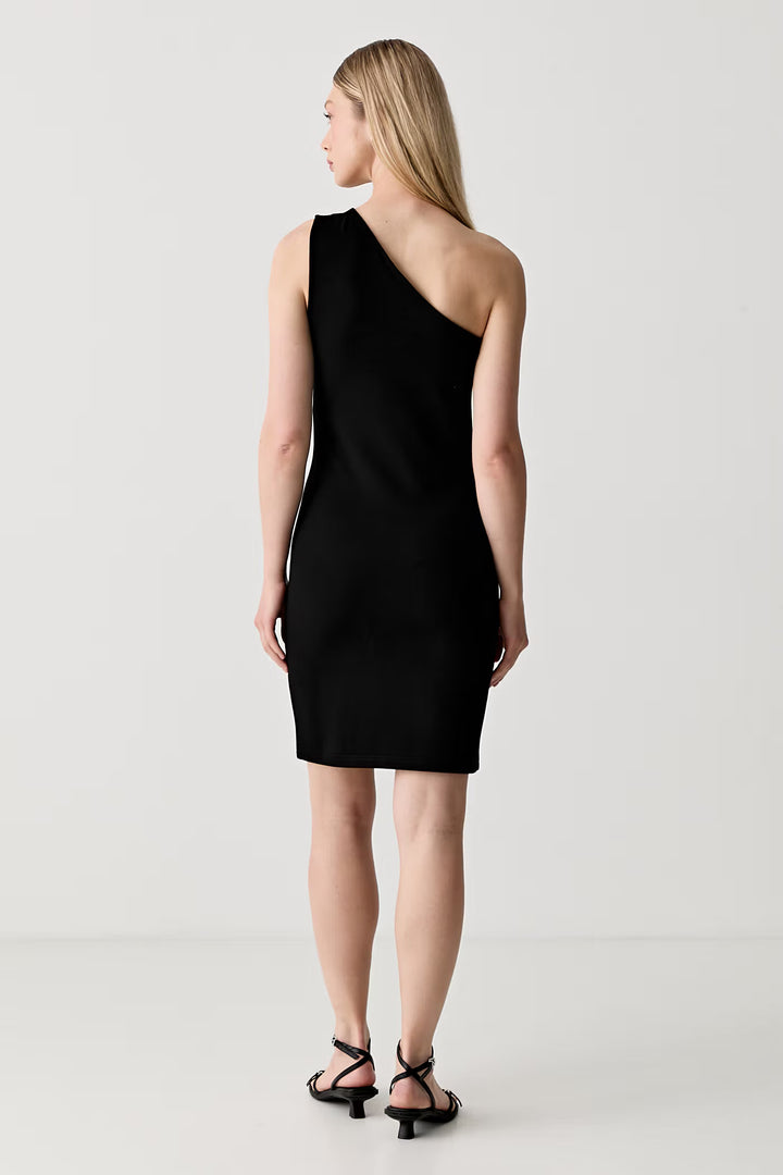 Karl Lagerfeld One-Shoulder Fitted Dress | Black
