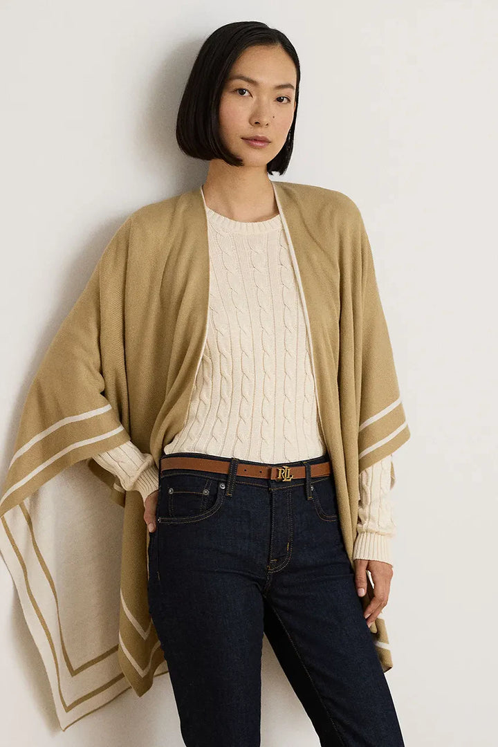 Lauren Ralph Lauren 羊毛混纺 Relaxed Fit 斗篷 | 驼色/奶油色
