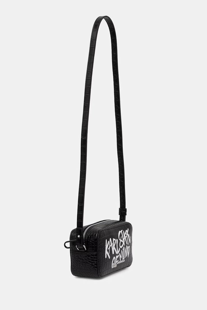 Karl Lagerfeld Logo Quote Small Camera Bag | Black