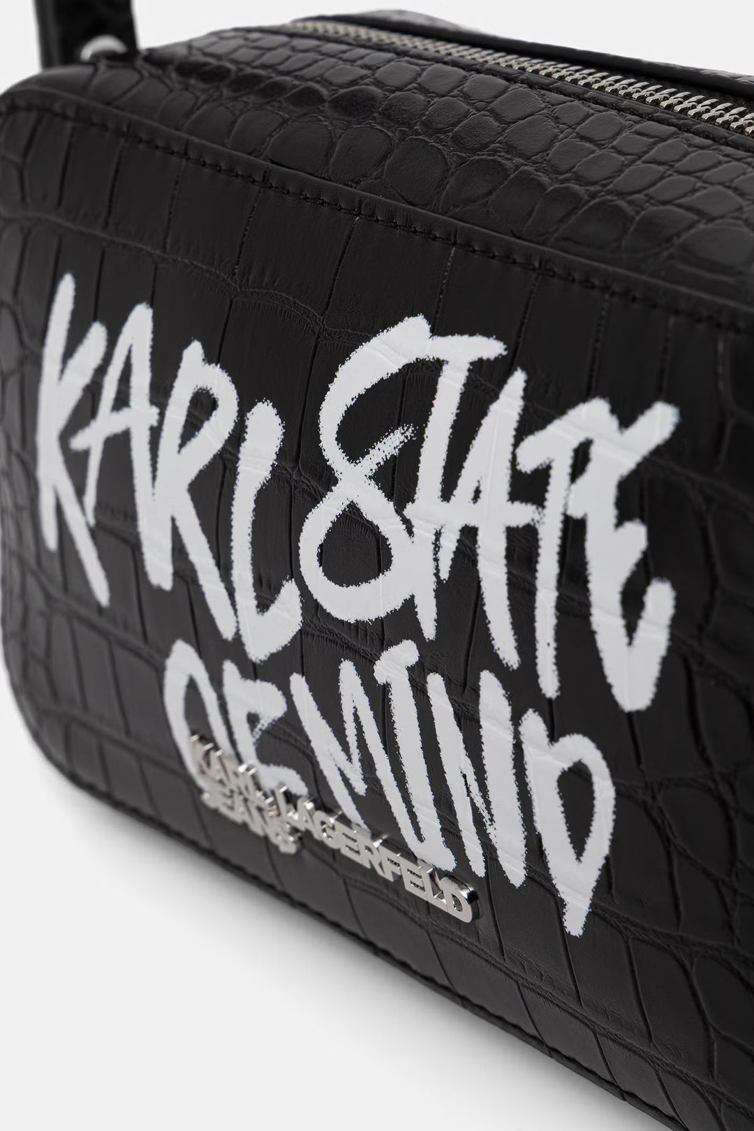 Karl Lagerfeld Logo Quote Small Camera Bag | Black