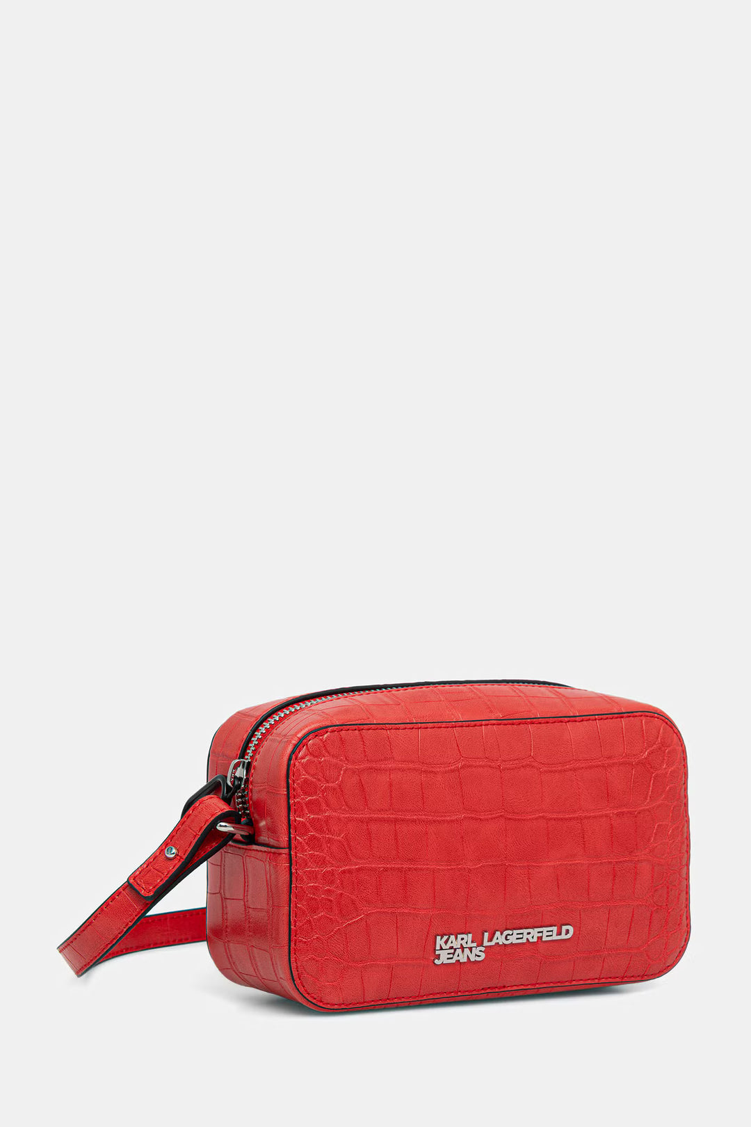 Karl Lagerfeld Logo Small Camera Bag with Croc | High Risk Red