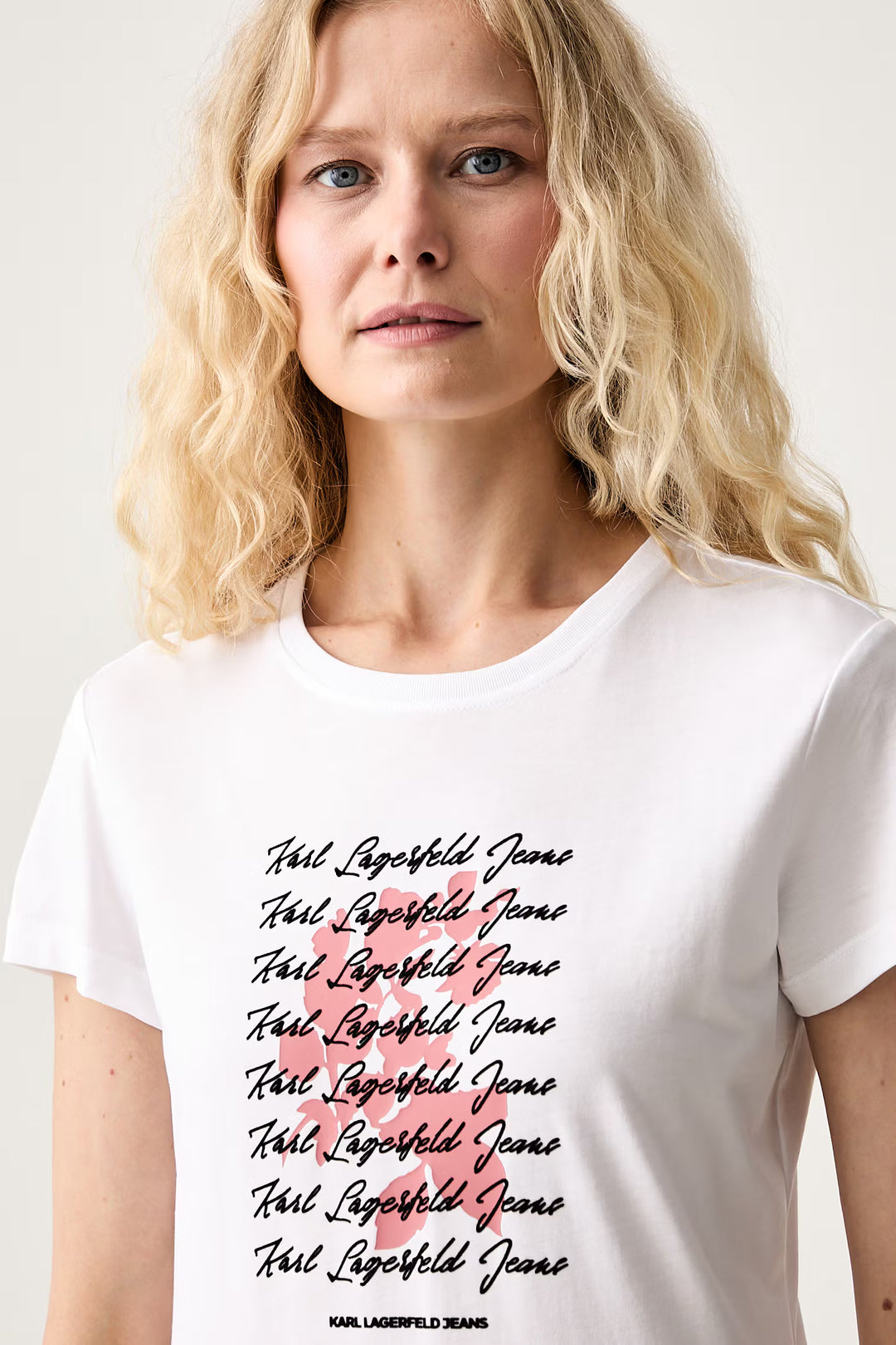 Karl Lagerfeld Slim-fit Flocked Floral T-shirt | White
