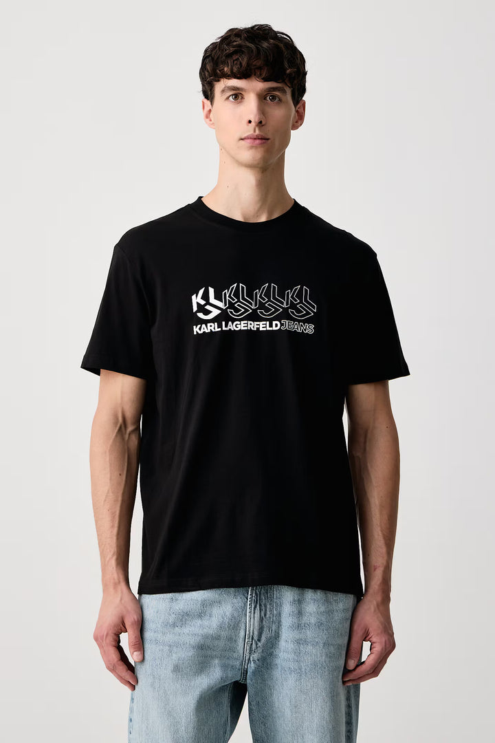 Karl Lagerfeld Repeat Monogram T-shirt in Regular Fit | Black