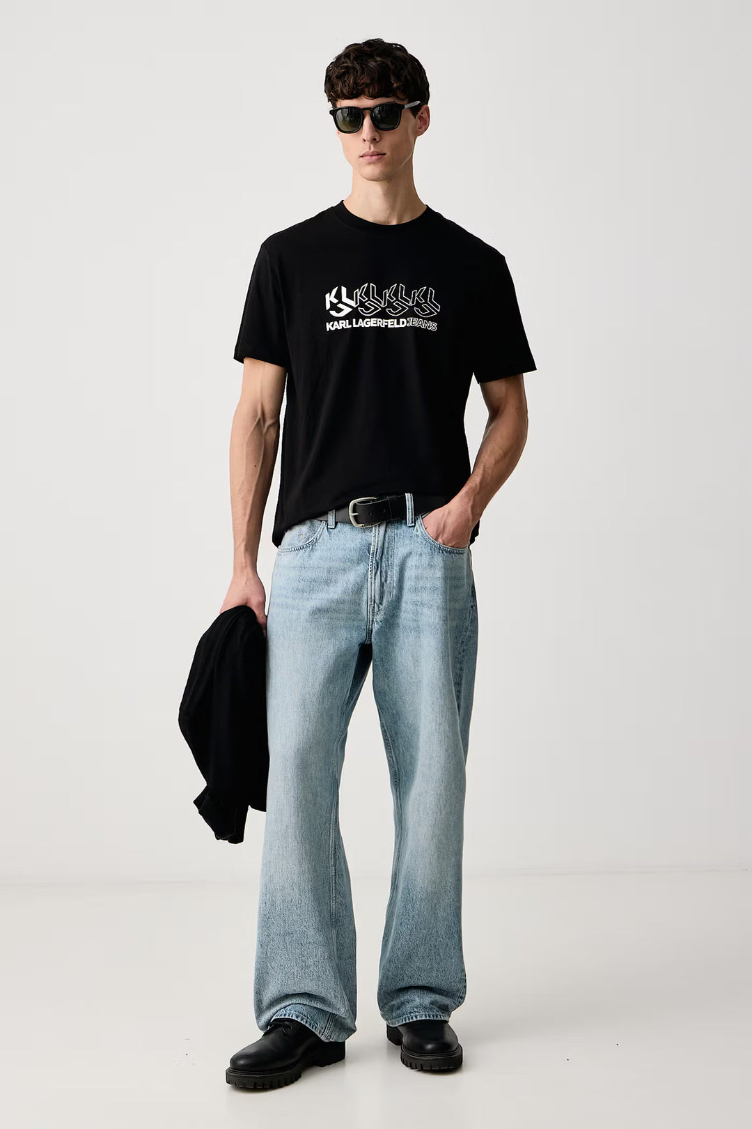 Karl Lagerfeld Repeat Monogram T-shirt in Regular Fit | Black