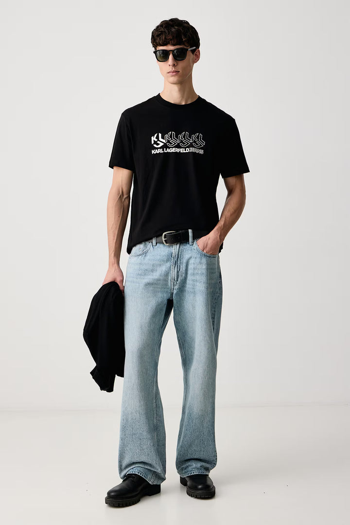 Karl Lagerfeld Repeat Monogram T-shirt in Regular Fit | Black