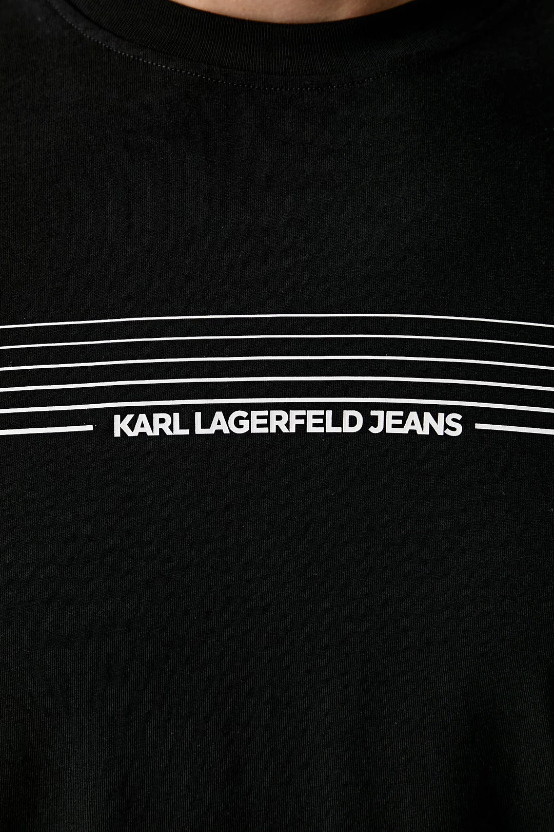 Karl Lagerfeld Striped Logo T-shirt in Slim Fit | Black