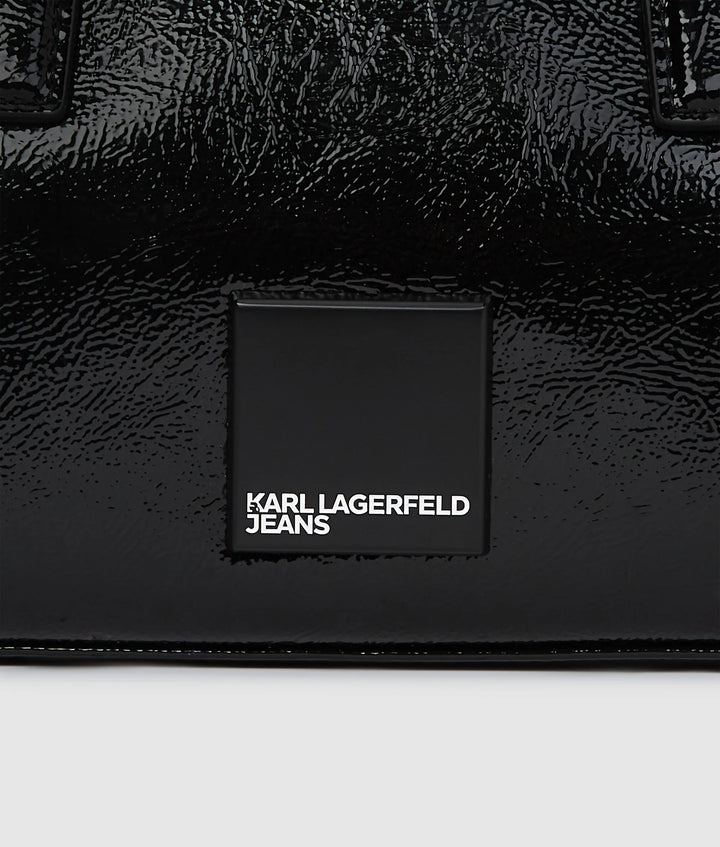 Karl Lagerfeld Logo Glossy Bowling Bag | Black