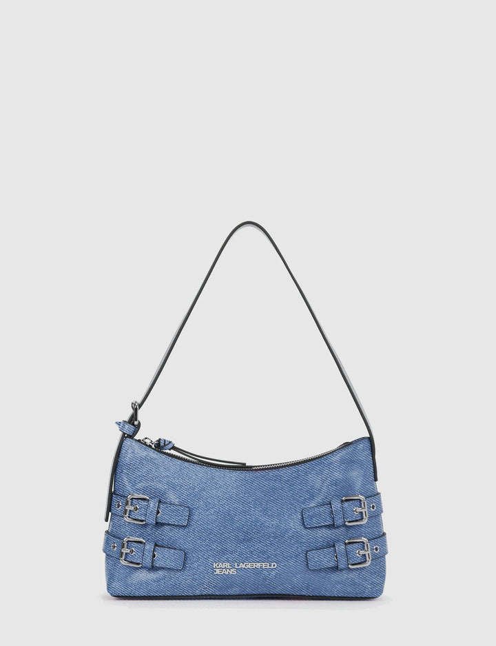 Karl Lagerfeld Denim Buckle Shoulder Bag | Blue Denim