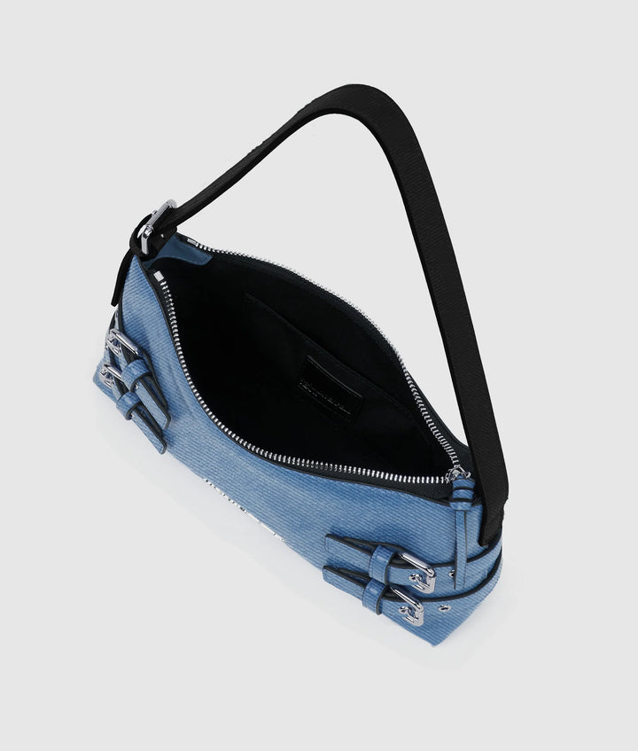 Karl Lagerfeld Denim Buckle Shoulder Bag | Blue Denim