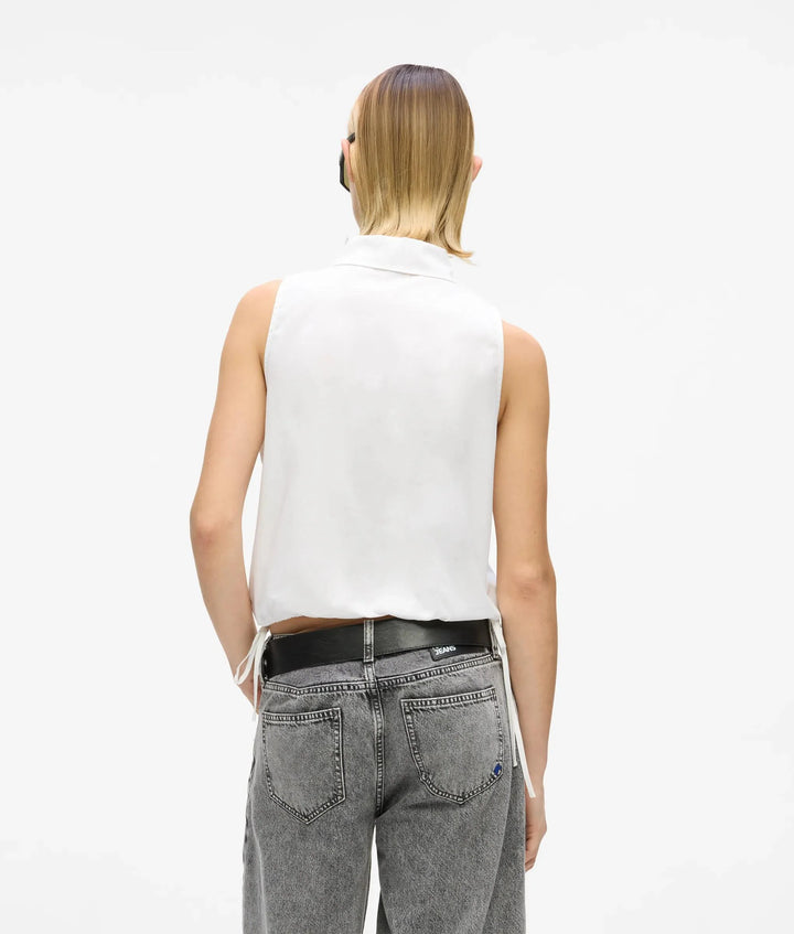 Karl Lagerfeld Sleeveless Blouse Shirt | White