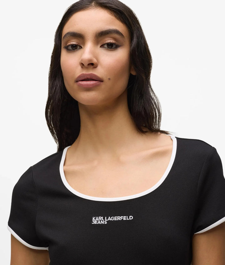 Karl Lagerfeld Short Sleeved Fitted Dress | Black