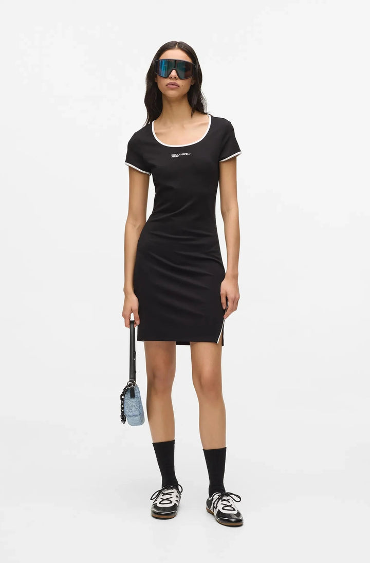 Karl Lagerfeld Short Sleeved Fitted Dress | Black