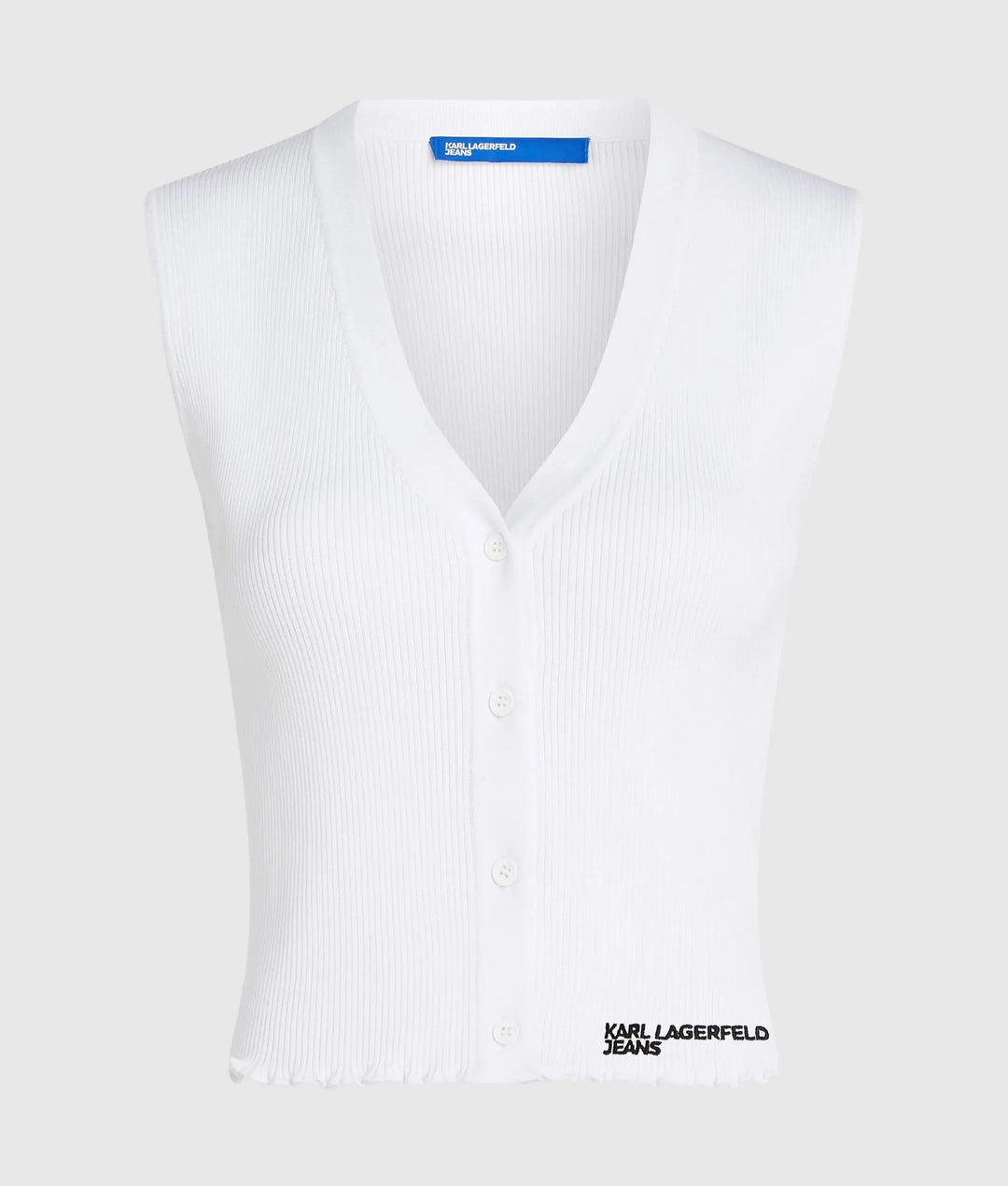 Karl Lagerfeld Button Down Knit Slim Fit Top | White