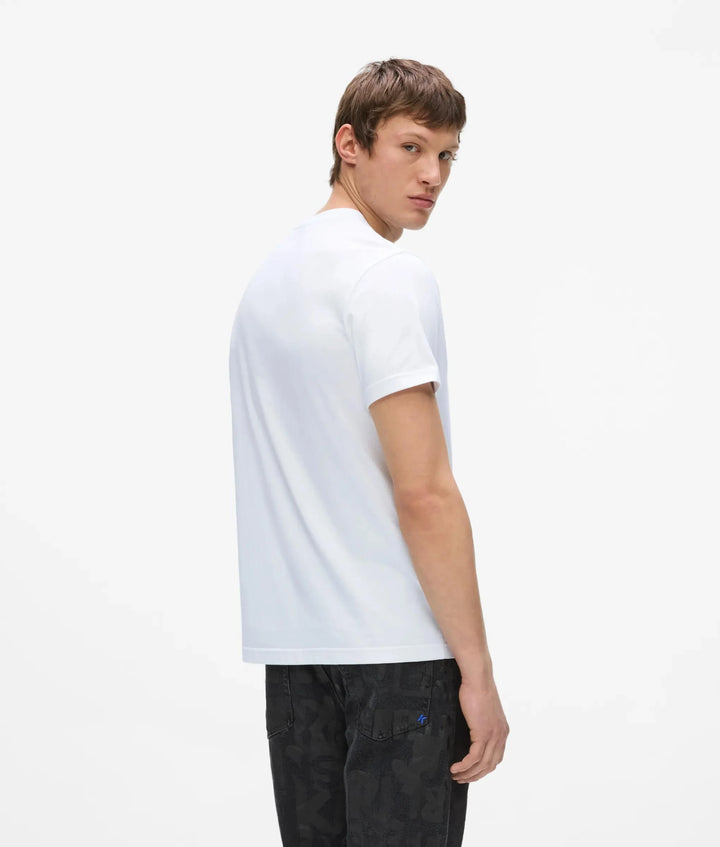 Karl Lagerfeld Striped Logo T-shirt in Slim Fit | White