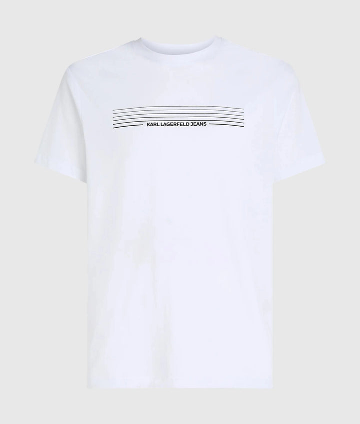 Karl Lagerfeld Striped Logo T-shirt in Slim Fit | White