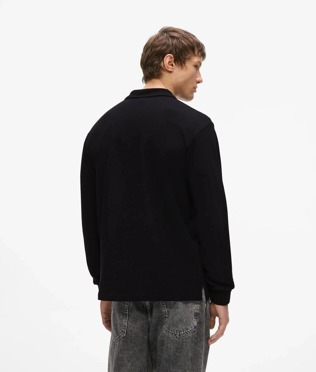 Karl Lagerfeld Long Sleeved Pique Polo in Regular Fit | Black