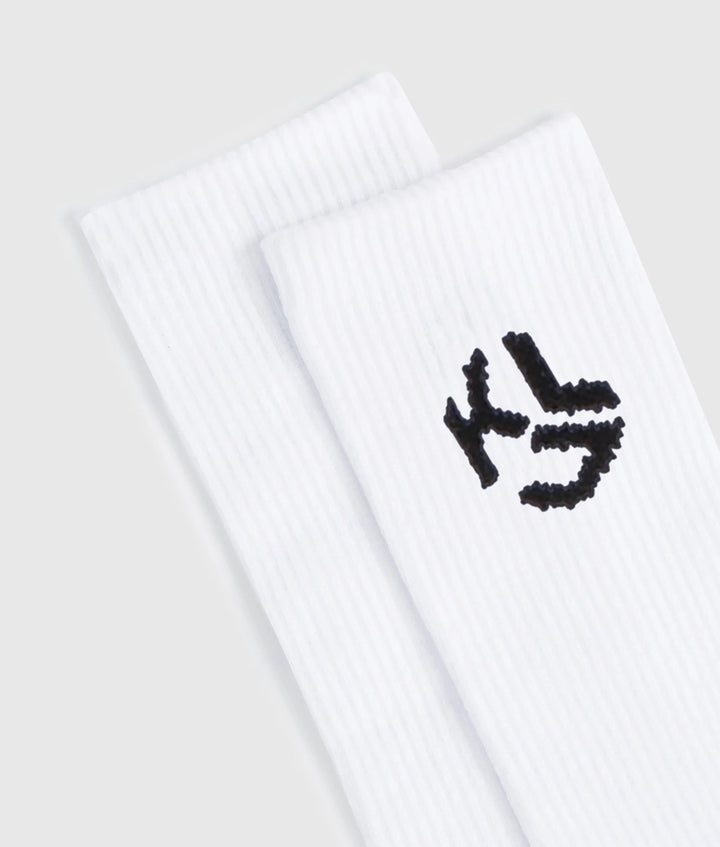 Karl Lagerfeld Monogram Mid Length Socks in 2-Pack | White/Black