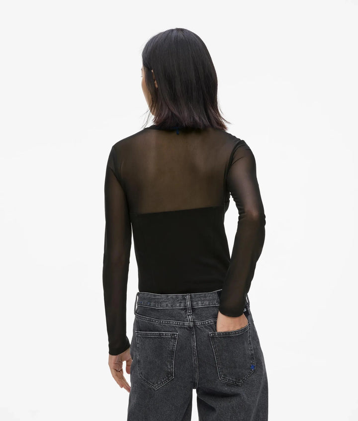 Karl Lagerfeld Mesh Corset Top | Black