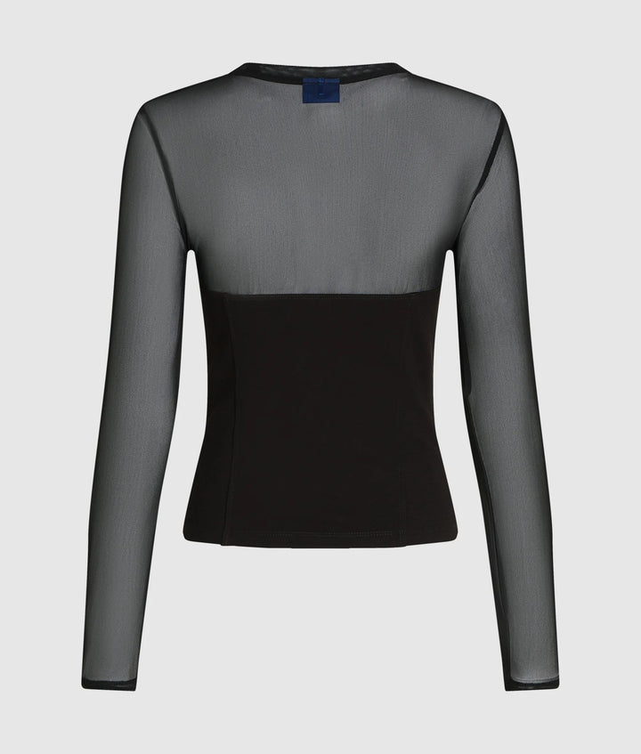 Karl Lagerfeld Mesh Corset Top | Black