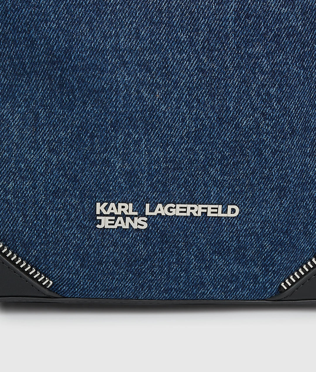 Karl Lagerfeld Rebel Denim and Faux-Leather Bucket Bag | Dark Blue/Black