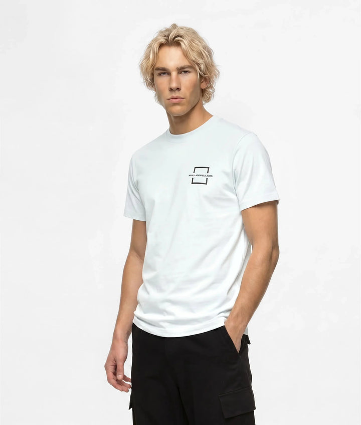 Karl Lagerfeld Box logo T-shirt in Slim Fit | White