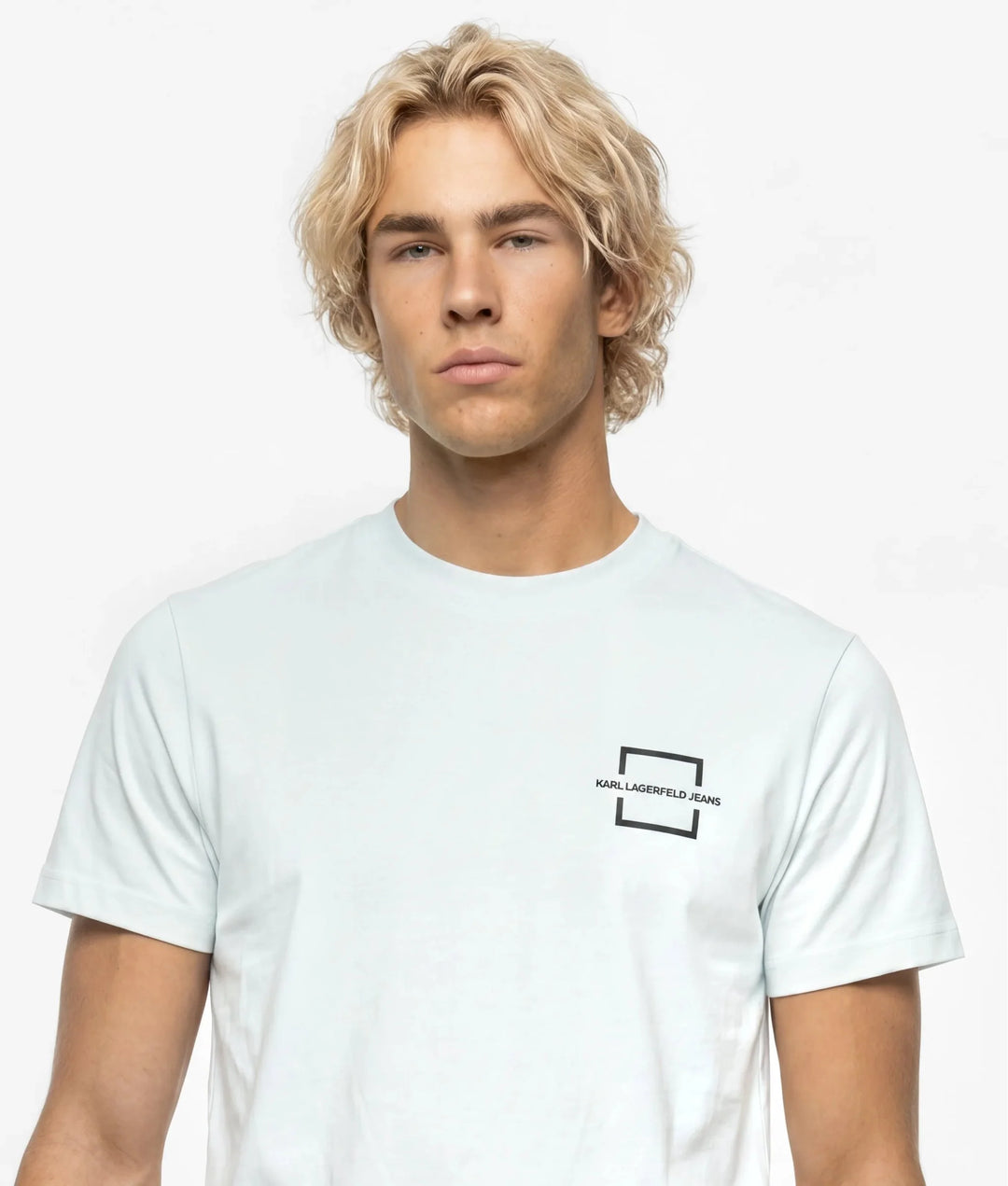 Karl Lagerfeld Box logo T-shirt in Slim Fit | White