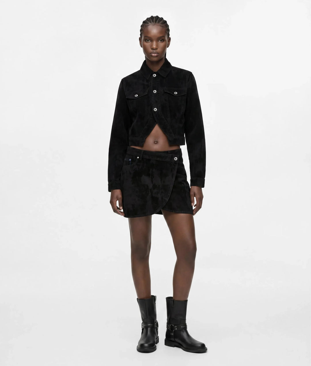 Karl Lagerfeld Velvet Denim Mini Skirt | Velvet Black