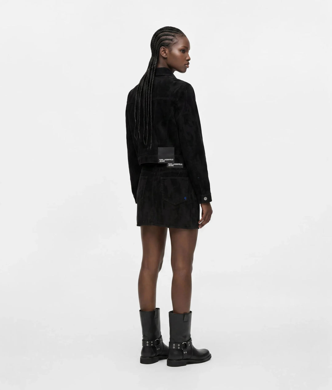 Karl Lagerfeld Velvet Denim Mini Skirt | Velvet Black