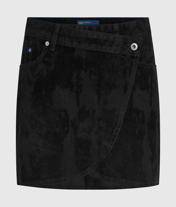 Karl Lagerfeld Velvet Denim Mini Skirt | Velvet Black