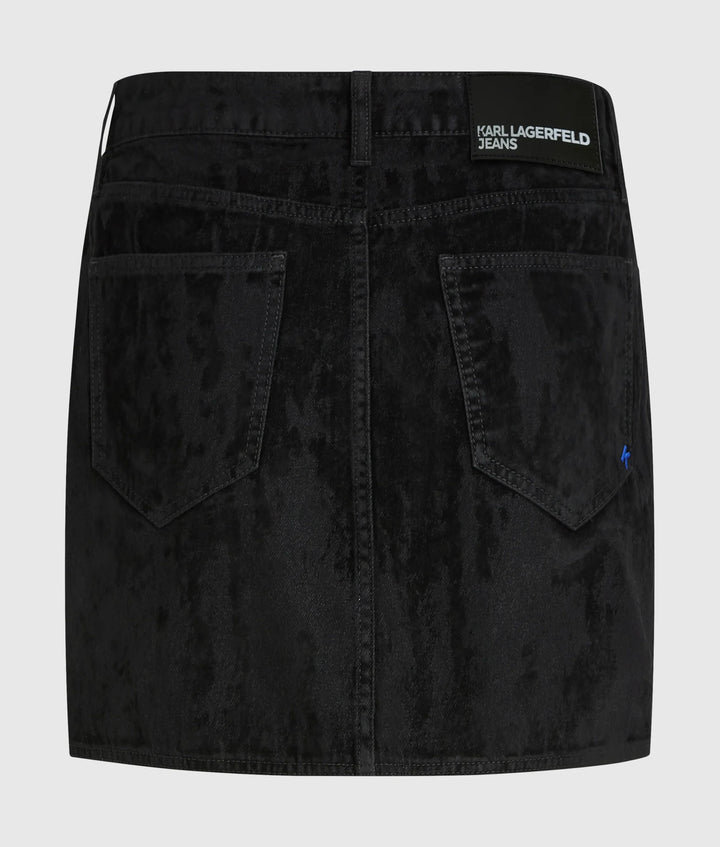 Karl Lagerfeld Velvet Denim Mini Skirt | Velvet Black