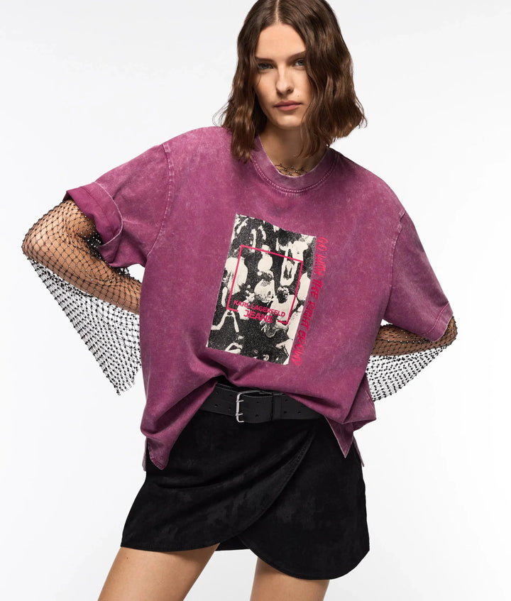 Karl Lagerfeld Velvet Denim Mini Skirt | Velvet Black
