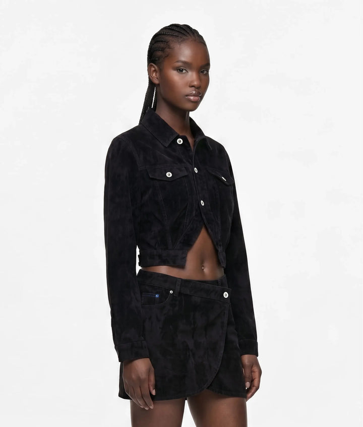 Karl Lagerfeld Velvet Denim Jacket | Velvet Black