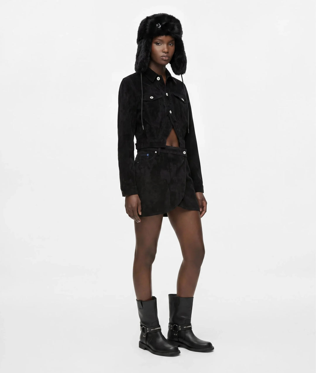 Karl Lagerfeld Velvet Denim Jacket | Velvet Black