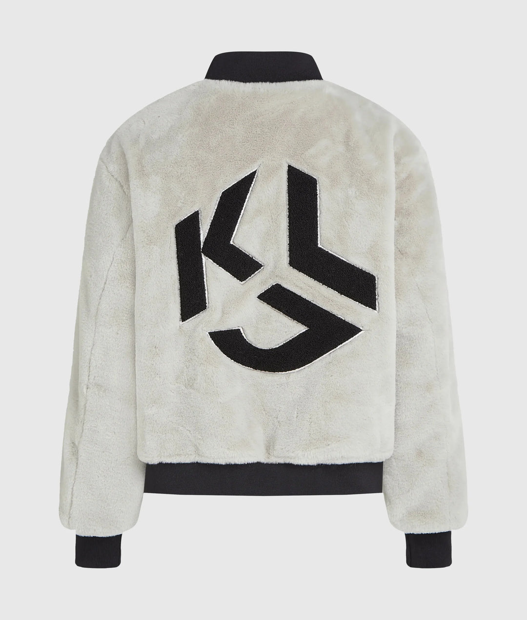 Karl Lagerfeld Reversible Faux-Fur Bomber Jacket | Black/Egret