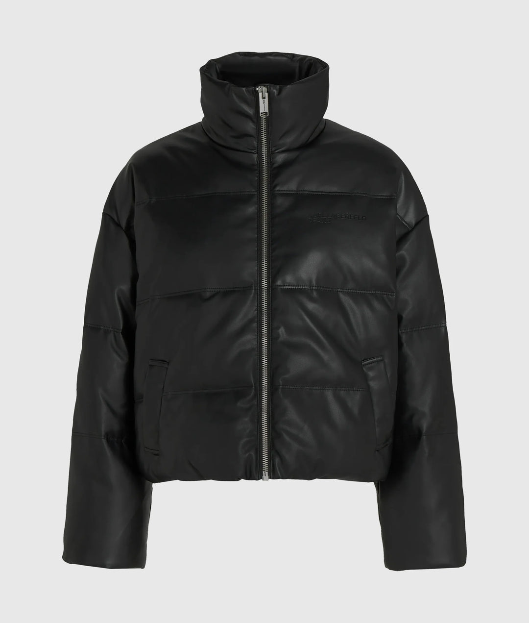 Karl Lagerfeld Faux-Leather Puffer Jacket | Black
