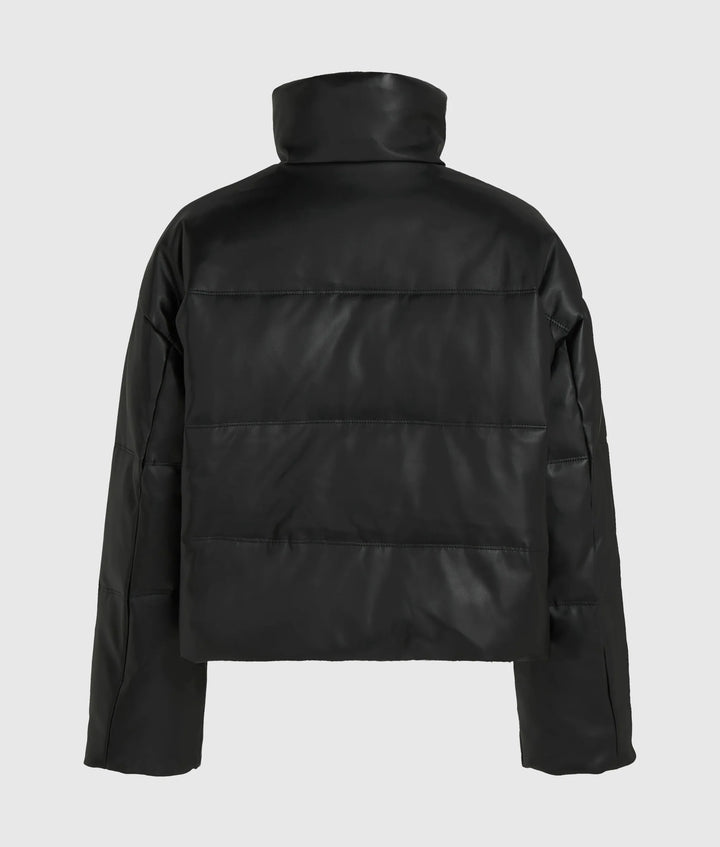 Karl Lagerfeld Faux-Leather Puffer Jacket | Black