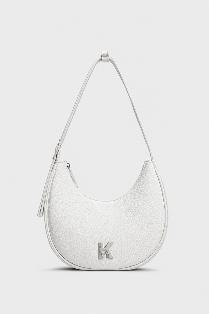 Karl Lagerfeld K Logo Half Moon Bag | White