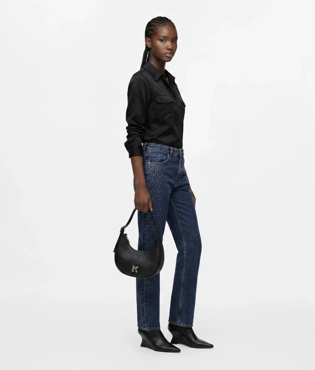 Karl Lagerfeld K Logo Half Moon Bag | Black