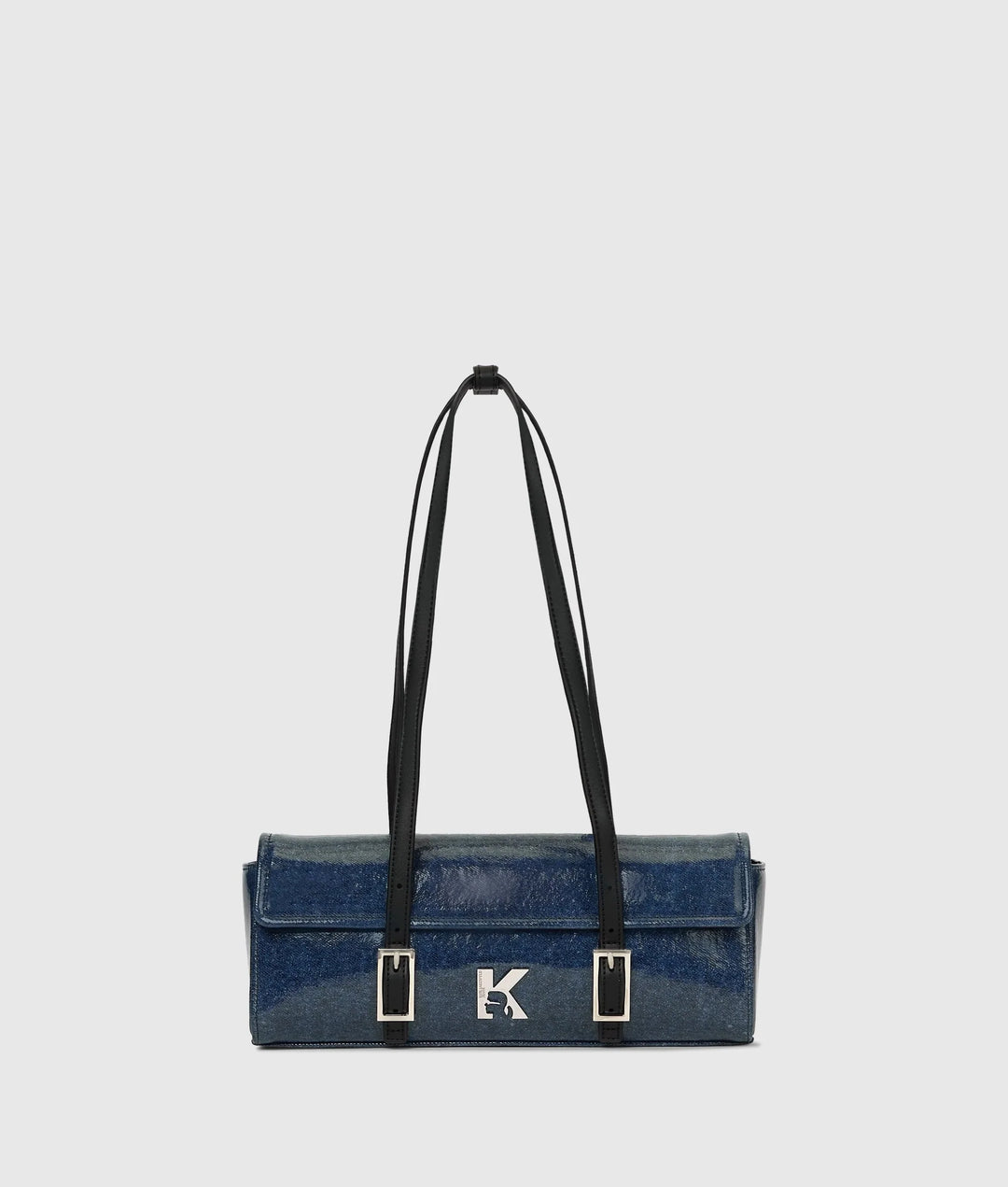 Karl Lagerfeld K Logo Elongated Denim Shoulder Bag | Washed Mid Blue