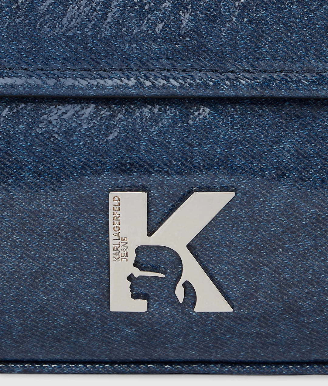 Karl Lagerfeld K Logo Elongated Denim Shoulder Bag | Washed Mid Blue
