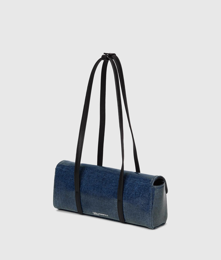 Karl Lagerfeld K Logo Elongated Denim Shoulder Bag | Washed Mid Blue